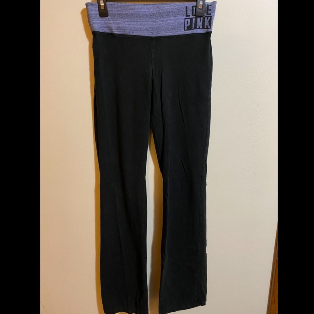 VS PINK Flare Yoga Pants with Purple Band